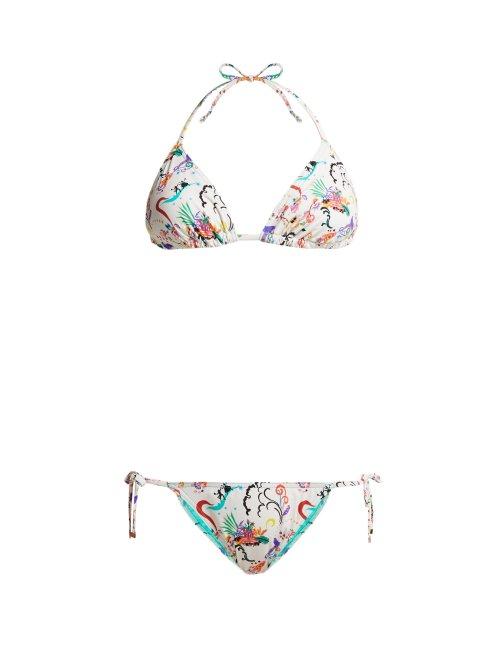 Matchesfashion.com Etro - Printed Tie Side Bikini - Womens - White