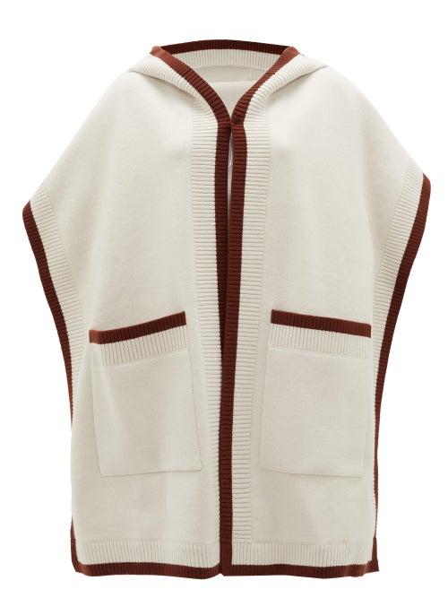 Matchesfashion.com Burberry - Claudia Logo-jacquard Wool-blend Hooded Poncho - Womens - Cream Brown