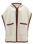 Matchesfashion.com Burberry - Claudia Logo-jacquard Wool-blend Hooded Poncho - Womens - Cream Brown