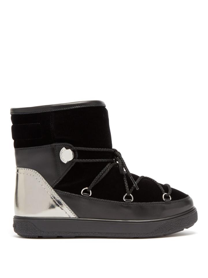Moncler Stephanie Velvet And Leather Snow Boots