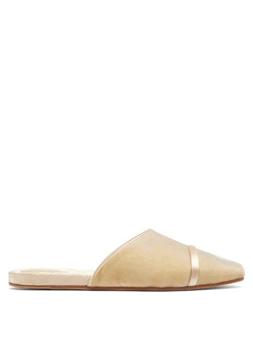 Malone Souliers - Rene Backless Velvet Flats - Womens - Beige
