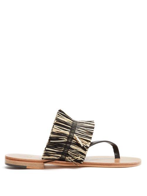 Matchesfashion.com Lvaro - Alberta Raffia Embellished Sandals - Womens - Black Cream