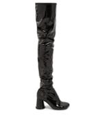 Matchesfashion.com Mm6 Maison Margiela - Cup Heel Over The Knee Patent Leather Boots - Womens - Black