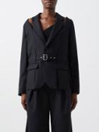 Noir Kei Ninomiya - Cutout Belted Wool Jacket - Womens - Black