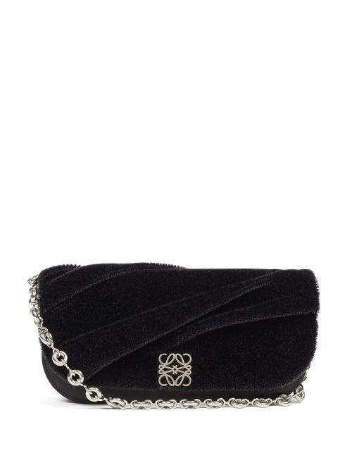 Loewe - Goya Velvet Clutch - Womens - Black