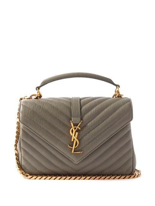 Saint Laurent - College Medium Quilted-leather Cross-body Bag - Womens - Khaki