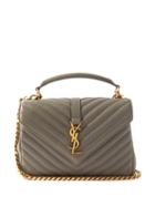 Saint Laurent - College Medium Quilted-leather Cross-body Bag - Womens - Khaki