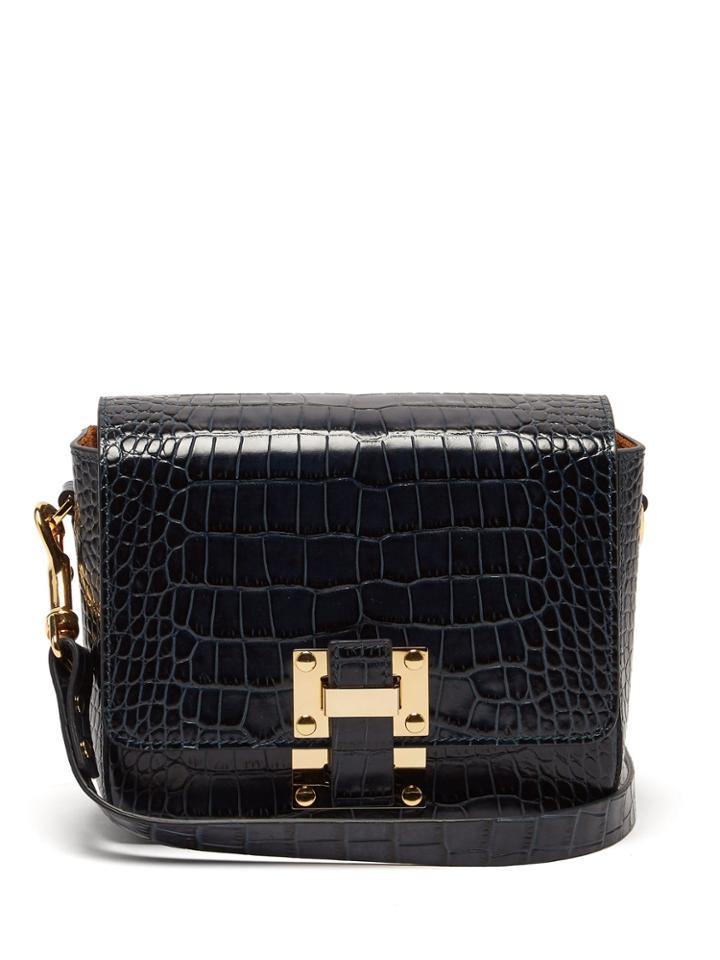 Sophie Hulme Quick Crocodile-embossed Leather Cross-body Bag