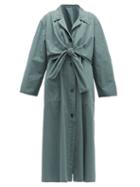 Matchesfashion.com Lemaire - Knotted Cotton Ventile Coat - Womens - Blue