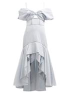 Matchesfashion.com Jonathan Simkhai - Off The Shoulder Gingham Seersucker Dress - Womens - Blue White