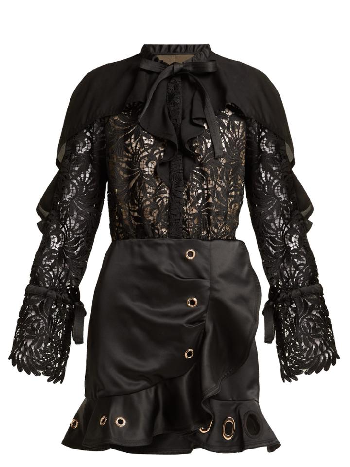 Self-portrait Guipure-lace And Crepe Mini Dress