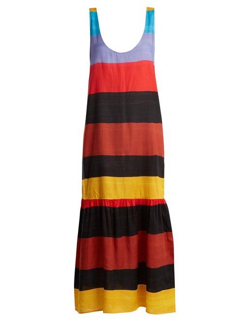 Matchesfashion.com Mara Hoffman - Valentina Scoop Neck Striped Dress - Womens - Black Multi