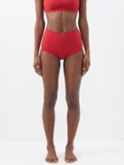 Marysia - Santa Monica Scallop-edge Bikini Briefs - Womens - Dark Red