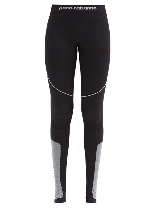 Matchesfashion.com Paco Rabanne - Logo-jacquard Jersey Stirrup Leggings - Womens - Black Multi
