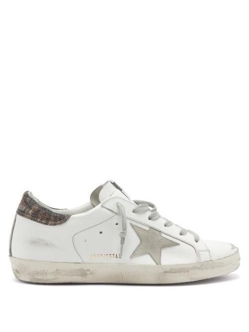 Matchesfashion.com Golden Goose - Superstar Glitter-trimmed Leather Trainers - Womens - White Multi