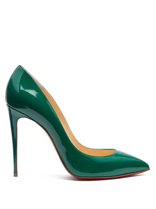 Matchesfashion.com Christian Louboutin - Pigalle Follies 100 Patent Leather Pumps - Womens - Green