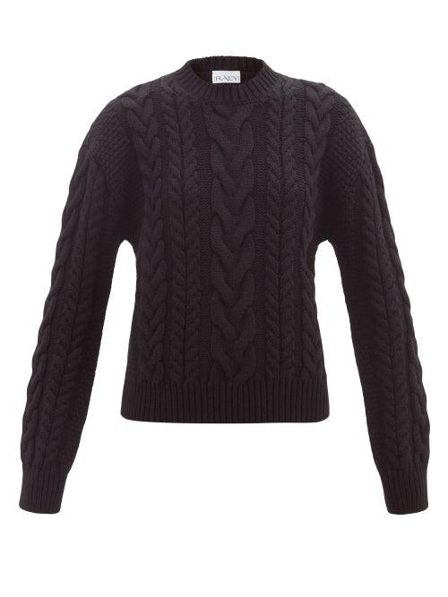 Raey - Cabled Wool-blend Sweater - Womens - Black