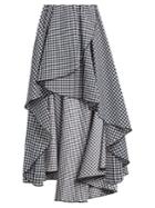 Caroline Constas Adelle Gathered Cotton-gingham Skirt