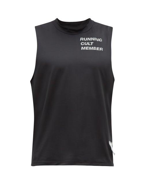 Matchesfashion.com Satisfy - Slogan Print Performance Tank Top - Mens - Black