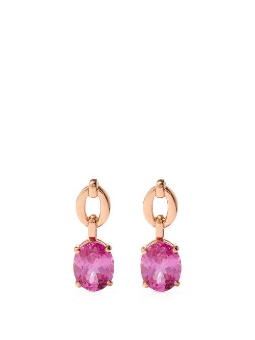 Ladies Fine Jewellery Nadine Aysoy - Catena Topaz & 18kt Gold Drop Earrings - Womens - Pink Multi