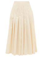 Matchesfashion.com Three Graces London - Elisha Pleated Cotton Skirt - Womens - Cream
