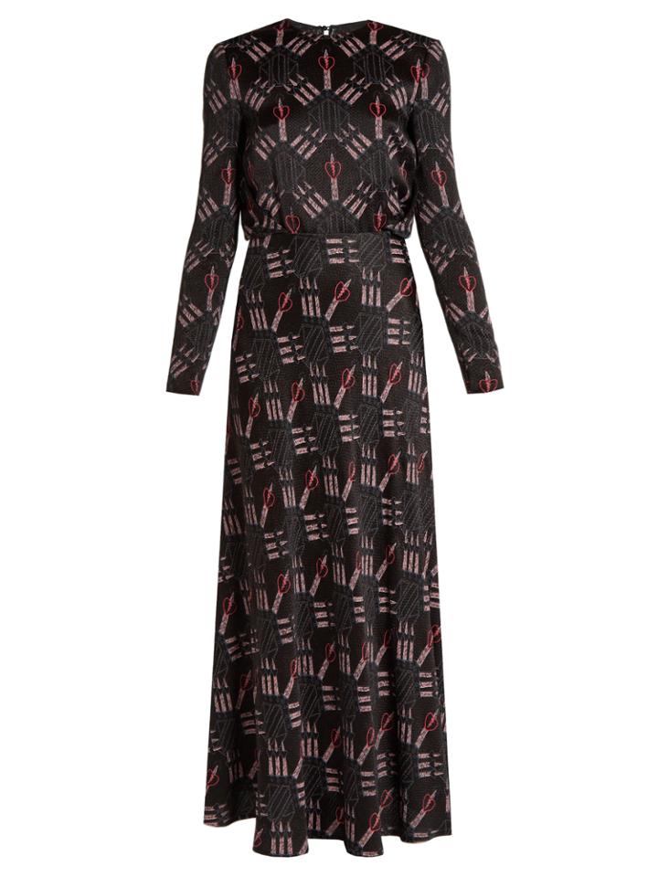 Valentino Love Blades-print Satin-crepe Gown