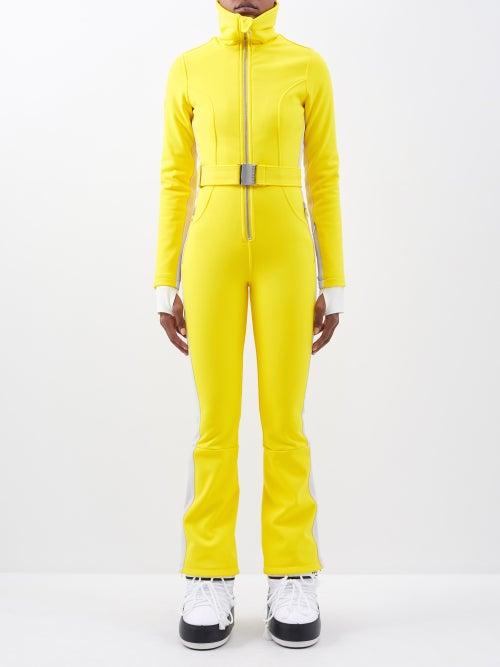 Cordova - Over-the-boot Flared Softshell Ski Suit - Womens - Yellow White