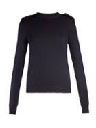 Matchesfashion.com Saint Laurent - Shoulder Epaulette Wool Sweater - Womens - Navy