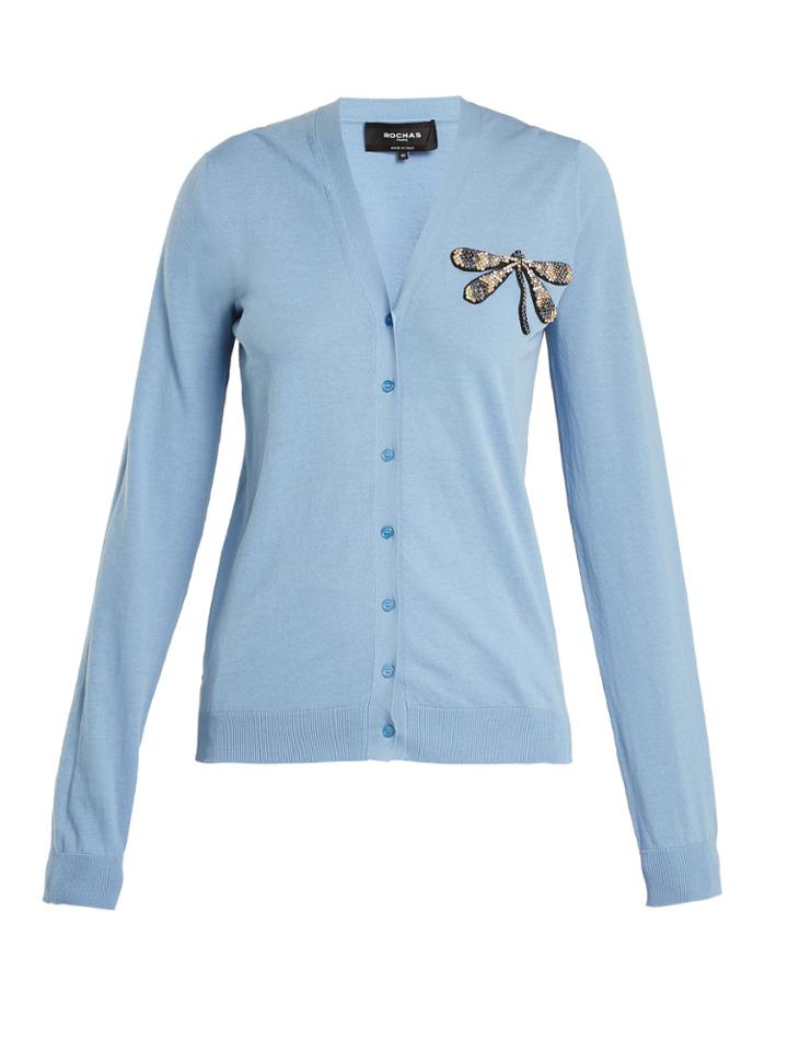Rochas Dragonfly-appliqu Cotton Cardigan