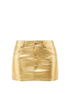 Saint Laurent - Low-rise Metallic-leather Mini Skirt - Womens - Gold