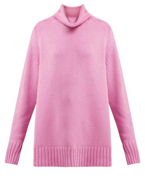 Matchesfashion.com Joseph - Sloppy Joe Roll Neck Cotton Blend Sweater - Womens - Light Pink