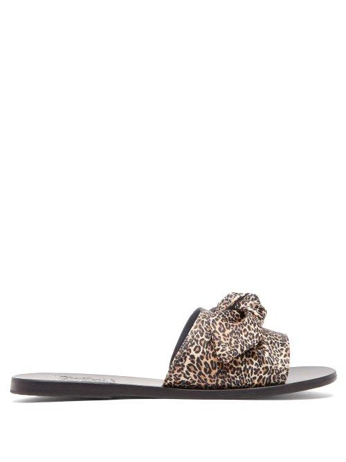 Matchesfashion.com Ancient Greek Sandals - Taygete Leopard Print Leather Slides - Womens - Leopard