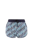 Moncler - Printed Cotton-blend Shorts - Womens - Blue Print