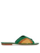 Matchesfashion.com Carrie Forbes - Salon Raffia Slides - Womens - Green Multi