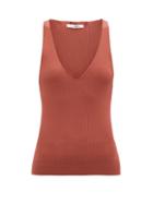 Ladies Rtw Another Tomorrow - V-neck Rib-knitted Tank Top - Womens - Brown