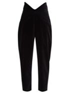 Matchesfashion.com The Attico - High Rise Cotton Velvet Tapered Trousers - Womens - Black