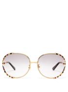 Matchesfashion.com Gucci - Oversized Metal Sunglasses - Womens - Light Blue