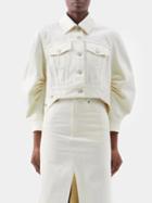 Alexander Mcqueen - Cropped Denim Jacket - Womens - Ivory