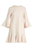 Valentino Fluted Sleeve And Hem Wool And Silk-blend Dress