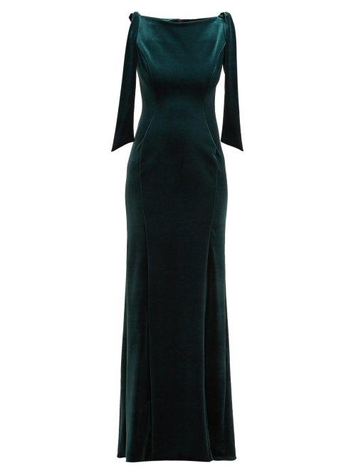 Matchesfashion.com Emilio De La Morena - Princess Cut Velvet Gown - Womens - Dark Green