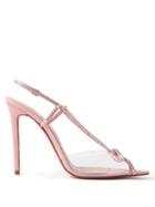 Andrea Wazen - Kay Plexi 120 Crystal-bow Open-toe Leather Pumps - Womens - Pink