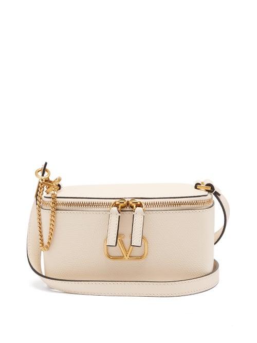 Valentino Garavani - V-logo Leather Cross-body Vanity Case - Womens - White