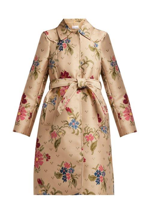 Matchesfashion.com Redvalentino - Floral Jacquard Trench Coat - Womens - Beige Multi