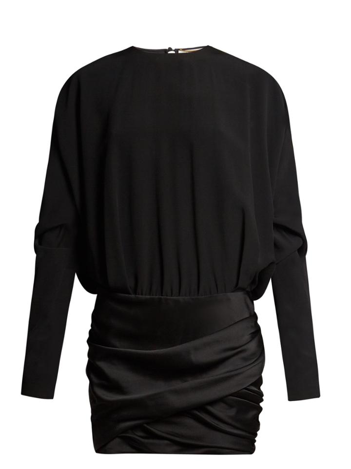 Saint Laurent Contrast-panel Draped Mini Dress