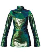 Matchesfashion.com Halpern - High Neck Sequin Embellished Top - Womens - Green