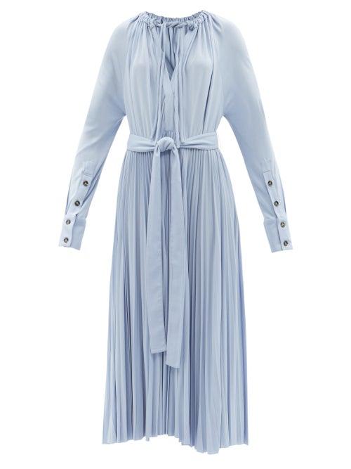 Proenza Schouler - Pleated Jersey Midi Dress - Womens - Light Blue