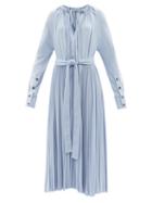 Proenza Schouler - Pleated Jersey Midi Dress - Womens - Light Blue