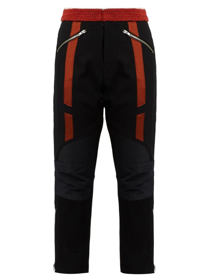 Wales Bonner Georges Crochet-waist Cropped Wool Biker Trousers