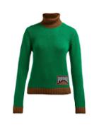 Matchesfashion.com Prada - Logo Intarsia Cashmere Blend Sweater - Womens - Green Multi