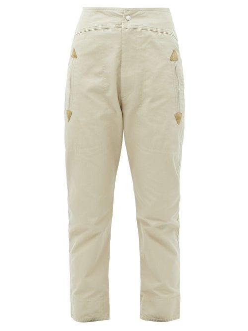Matchesfashion.com Isabel Marant Toile - Raluniae High-rise Cotton-canvas Trousers - Womens - Beige